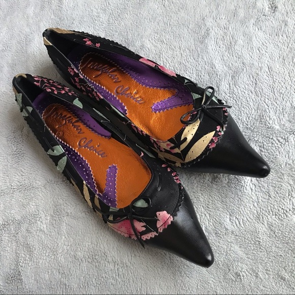 Irregular Choice Shoes - Irregular Choice Black Pointed Toe Floral Bow Flat